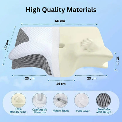 Korper™ Butterfly Memory Foam Pillow - Ergonomic Cervical Support for Back & Side Sleepers with Armrests