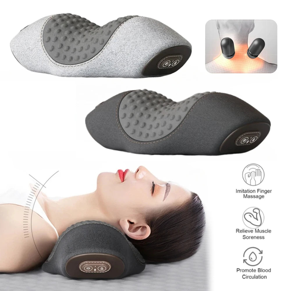 Korper™ Orthopedic Neck Massage Pillow - Cervical Stretcher - Heating Vibration