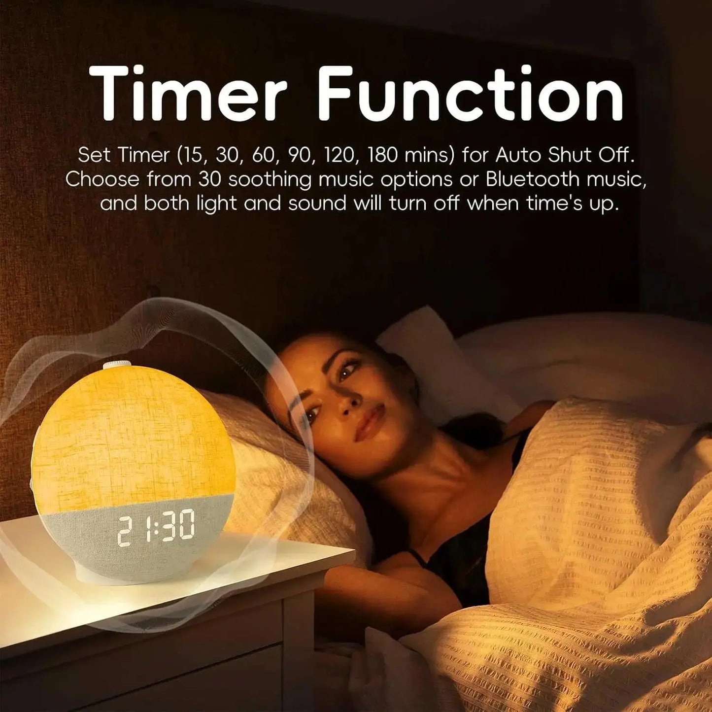 Korper™ Sunrise Alarm Clock Wake Up Light with White Noise Machine & Bluetooth Speaker - Bedroom Night Light