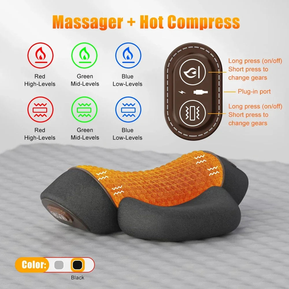 Korper™ Orthopedic Neck Massage Pillow - Cervical Stretcher - Heating Vibration