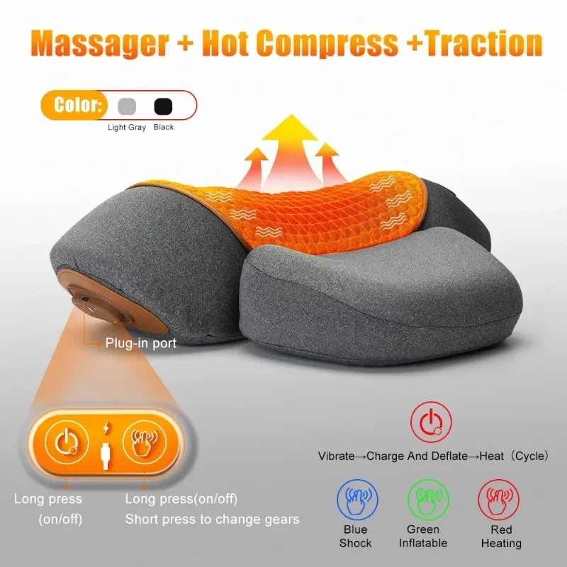 Korper™ Orthopedic Neck Massage Pillow - Cervical Stretcher - Heating Vibration